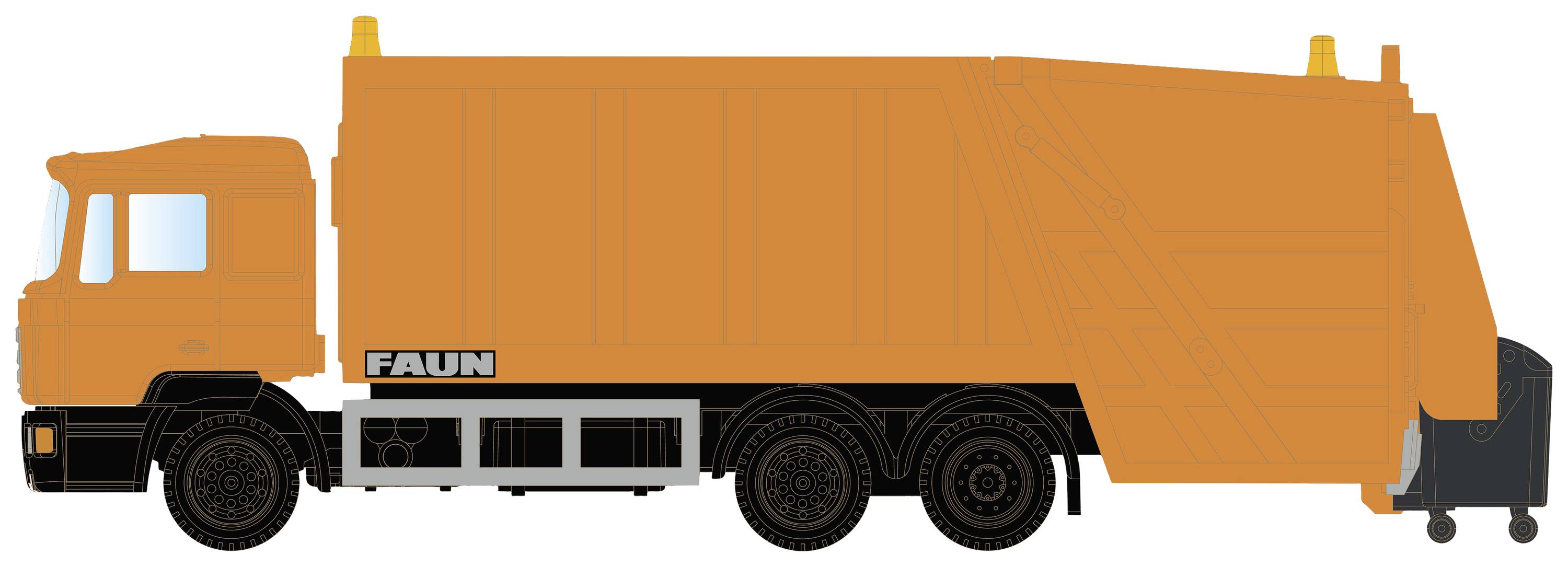Minis by Lemke LC4660 N Modèle réduit de camion MAN Chariot à ordures F90 neutre, orange