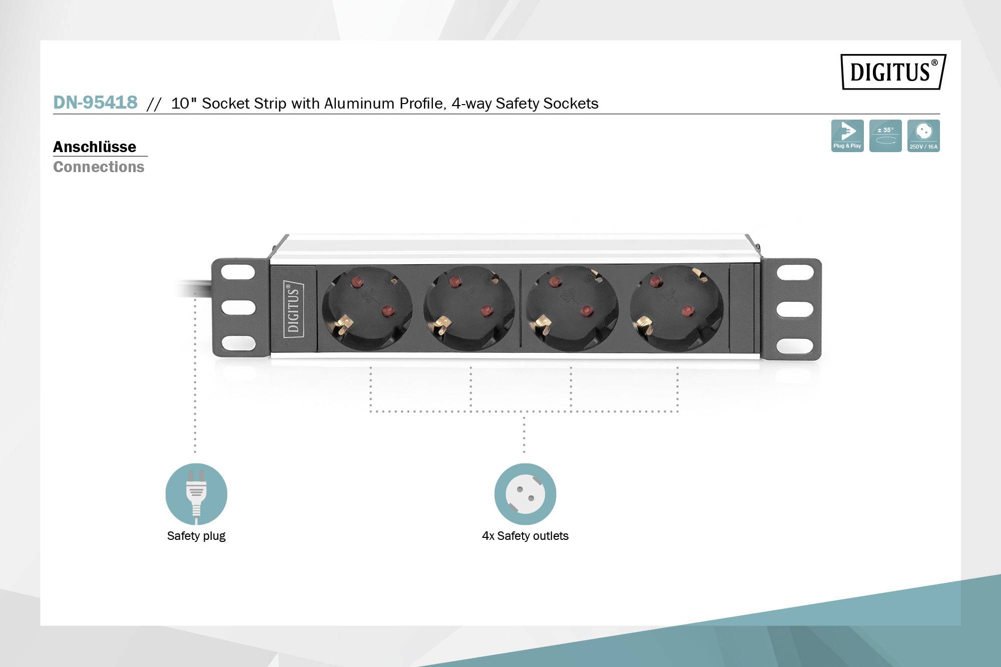 Digitus DN-95418 DN-95418 Bloc multiprise