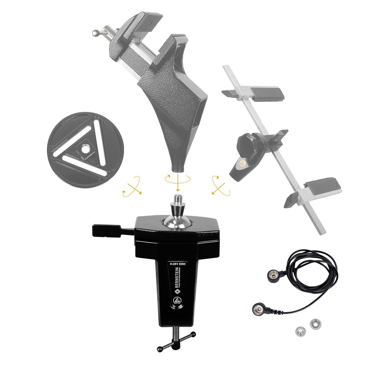 'Ensemble d'accessoires : support de montage pour objectifs de caméra, adaptateur, câble avec capteurs. Pour applications professionnelles.'