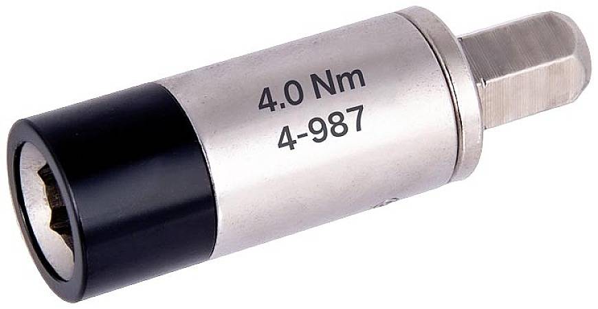 Adaptateur de couple portant l'inscription '4.0 Nm 4-987', utilisé pour la mesure et le réglage précis des couples de serrage.