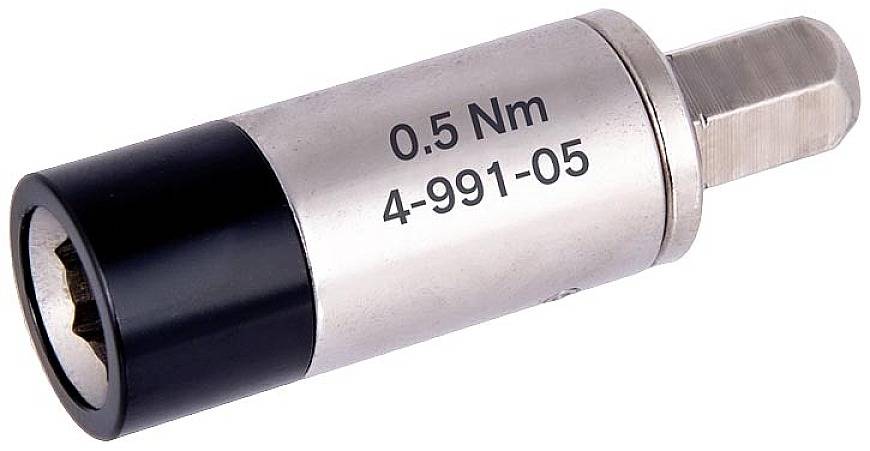 Un embout de clé dynamométrique portant l'inscription '0,5 Nm 4-991-05', adapté aux petits travaux de vissage.