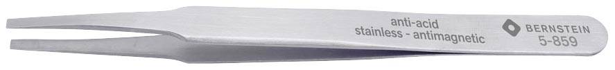 Pince à épiler en métal à pointes fines, marquée 'anti-acid stainless antimagnetic BERNSTEIN 5-859'.