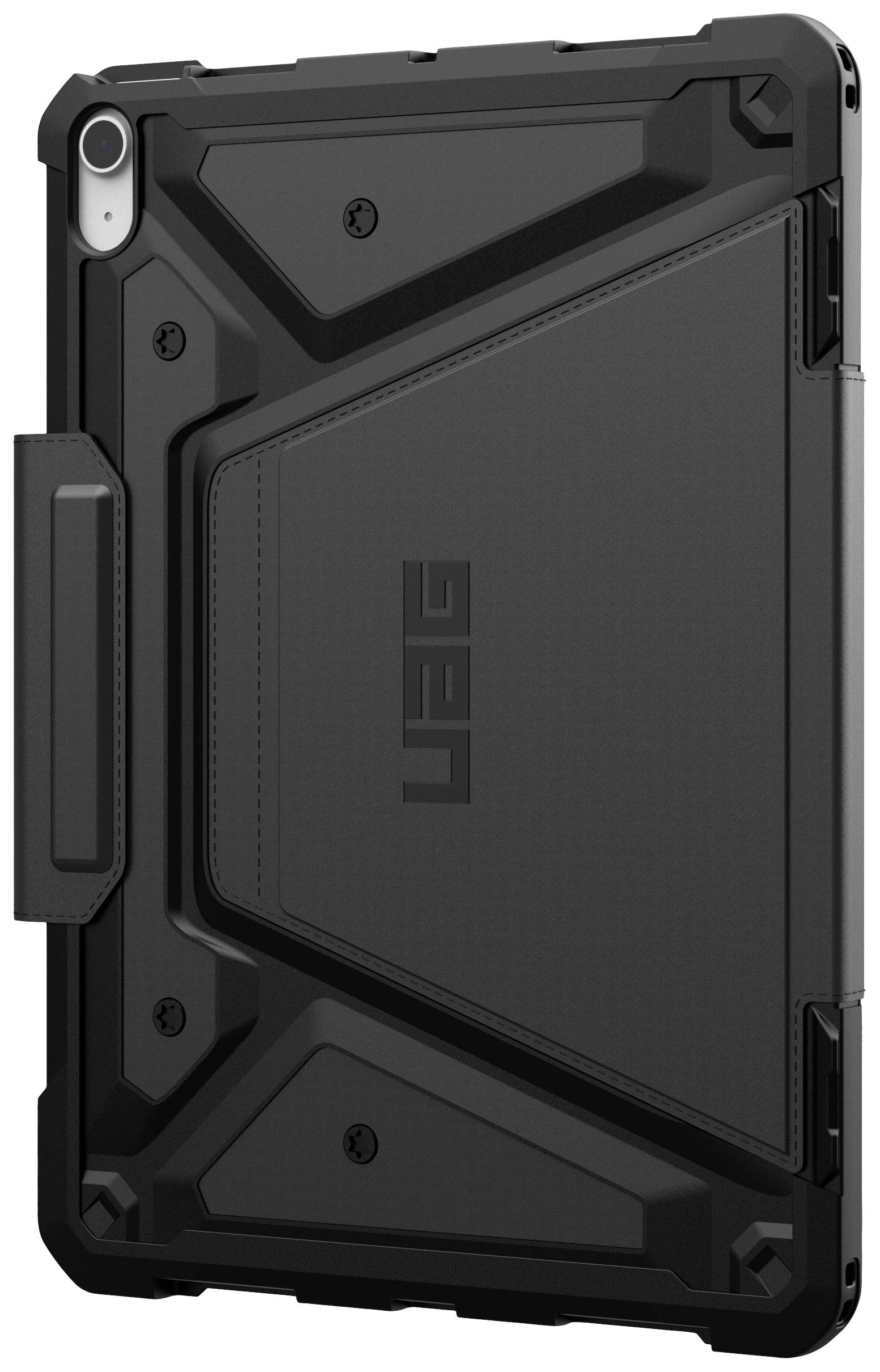 Étui de protection robuste noir pour tablette, avec coins renforcés et surface texturée, adapté à différents modèles de tablettes.