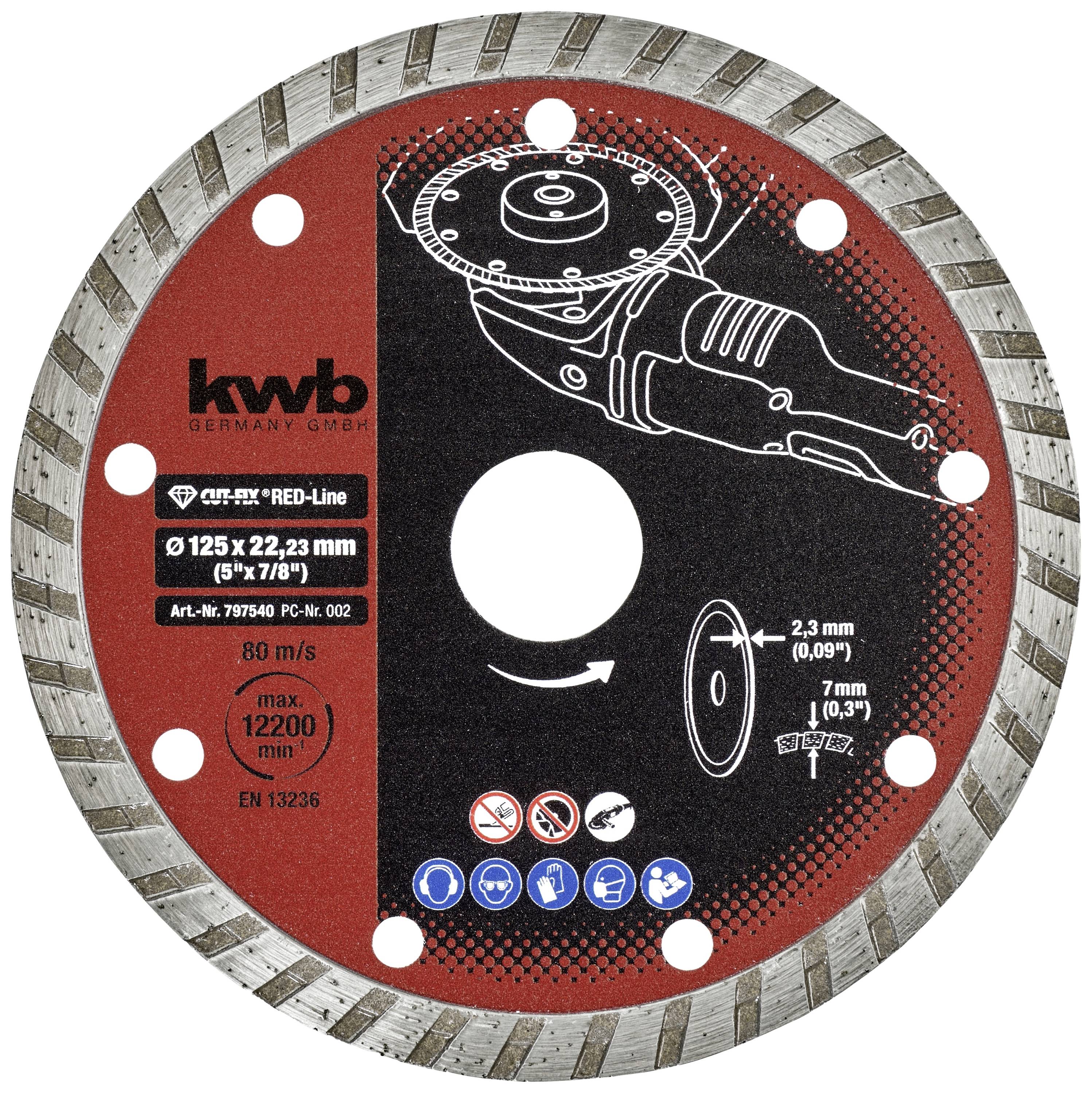 kwb 797540 Disque à tronçonner diamanté Diamètre 125 mm Ø de perçage 22 mm Marbre, Céramique, Carrelage 1 pc(s)