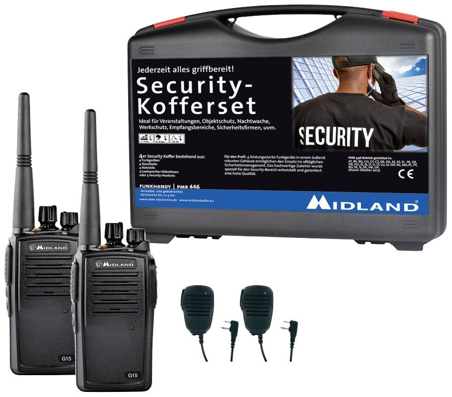 Midland G15 Pro NC PMR 2er Security inkl. SM 600-M C1127.S1 Talkie-walkie PMR jeu de 2