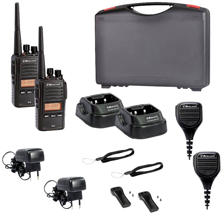 Midland G18 Pro NC 2er Koffer m. MA 25-M Security C1145.S1 Talkie-walkie PMR
