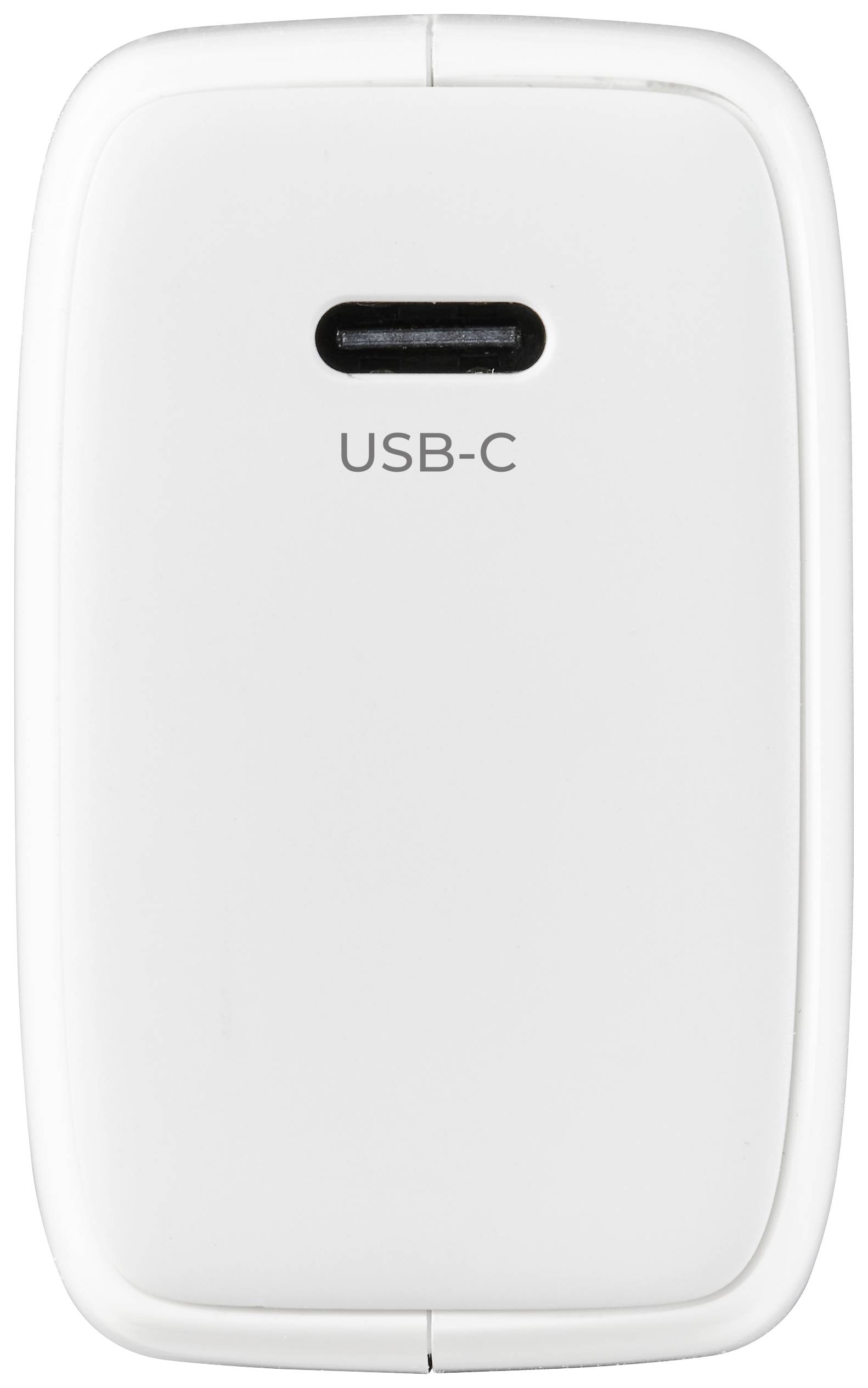 Un appareil blanc avec un port USB-C au centre.
