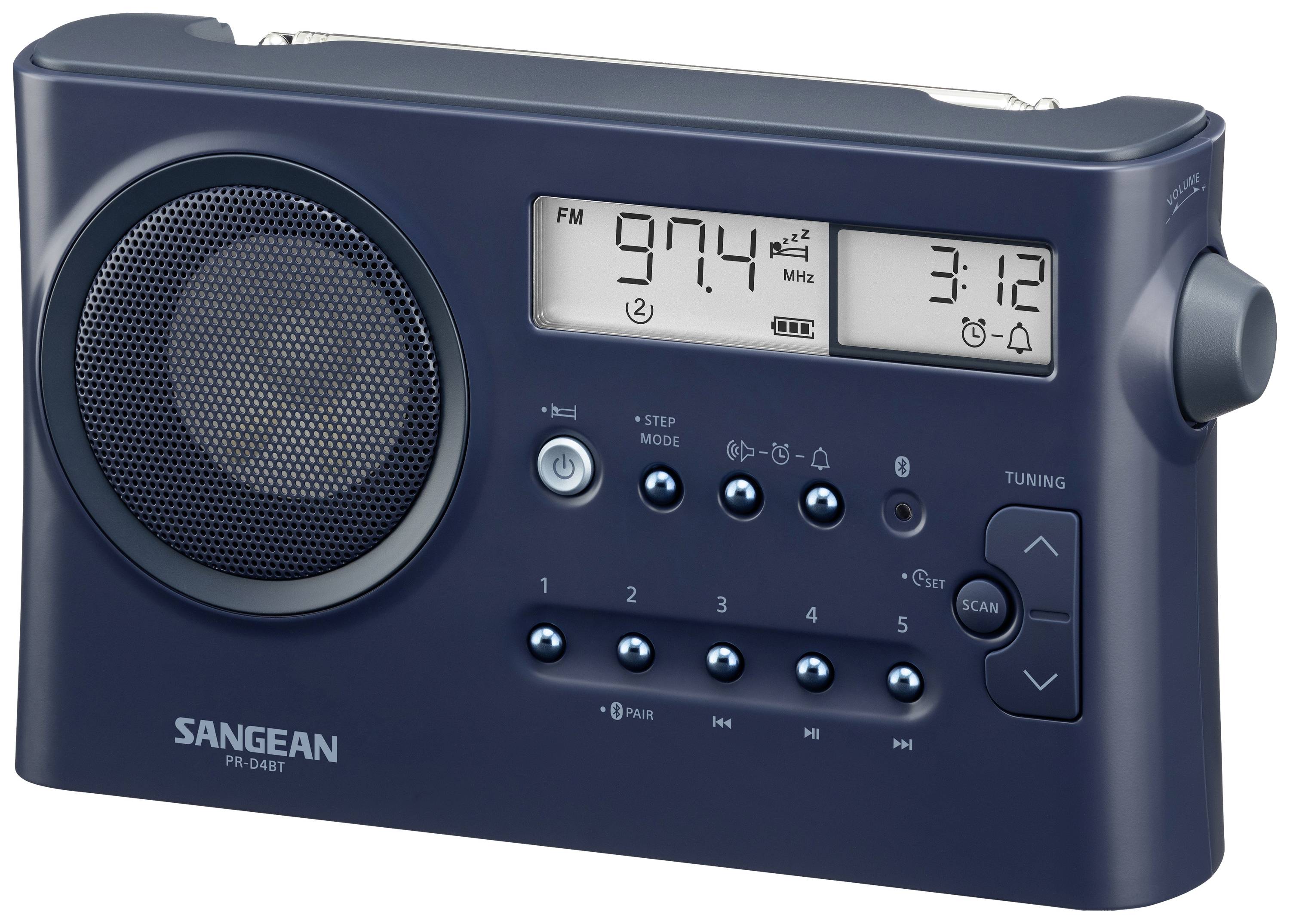 Sangean PR-D4BT Radio de table FM, AM, AM, FM Bluetooth fonction réveil bleu foncé