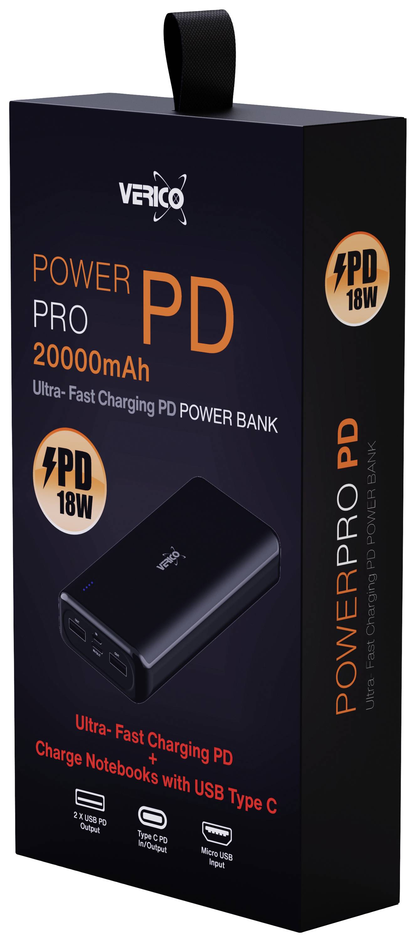 Verico Power Pro PD Powerbank (batterie supplémentaire) 20000 mAh Power Delivery LiPo USB-A, USB-C® noir