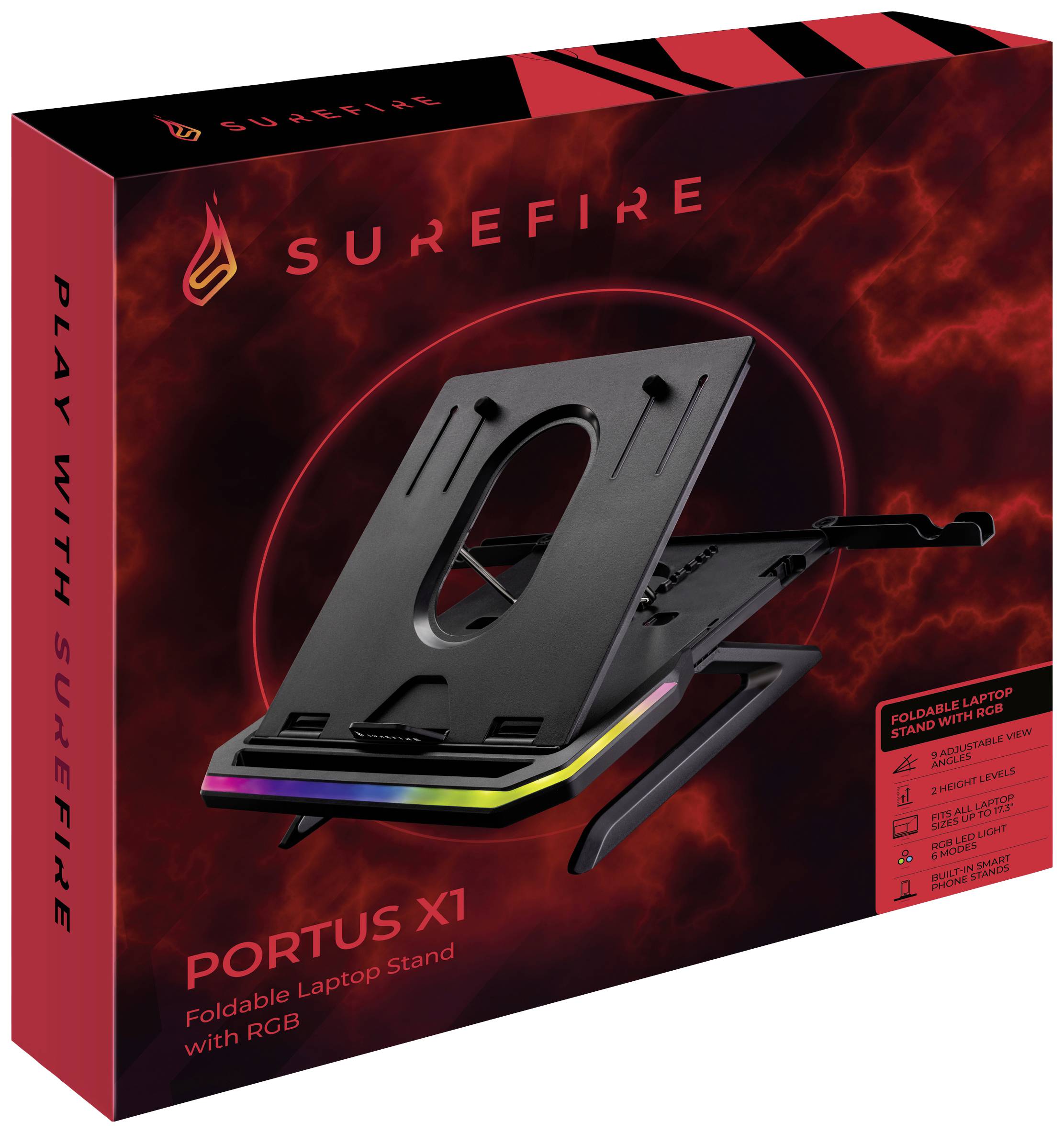 Surefire Gaming Portus X1 Support d'ordinateur portable réglable en hauteur, inclinable