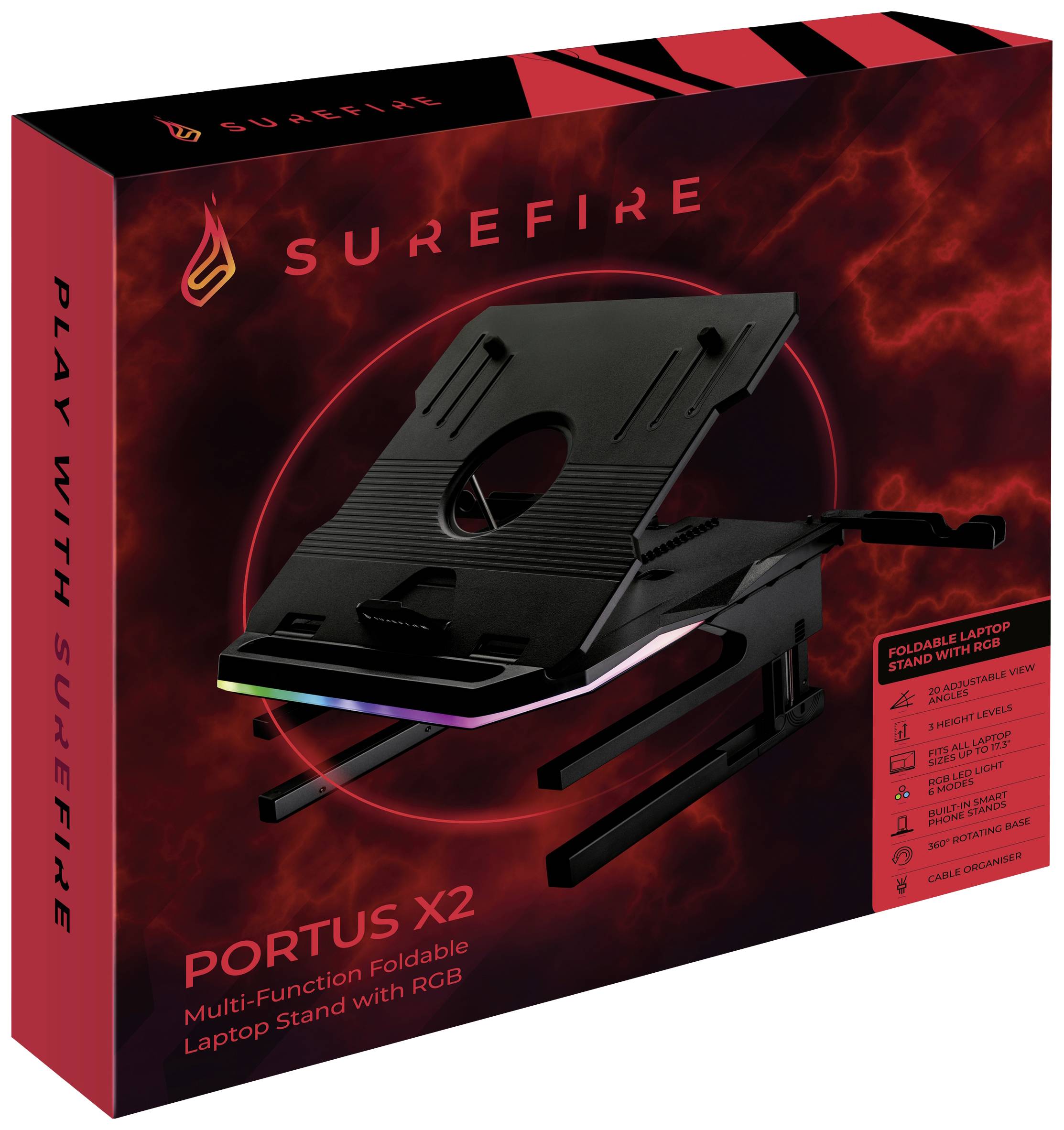 Surefire Gaming Portus X2 Support d'ordinateur portable réglable en hauteur, inclinable