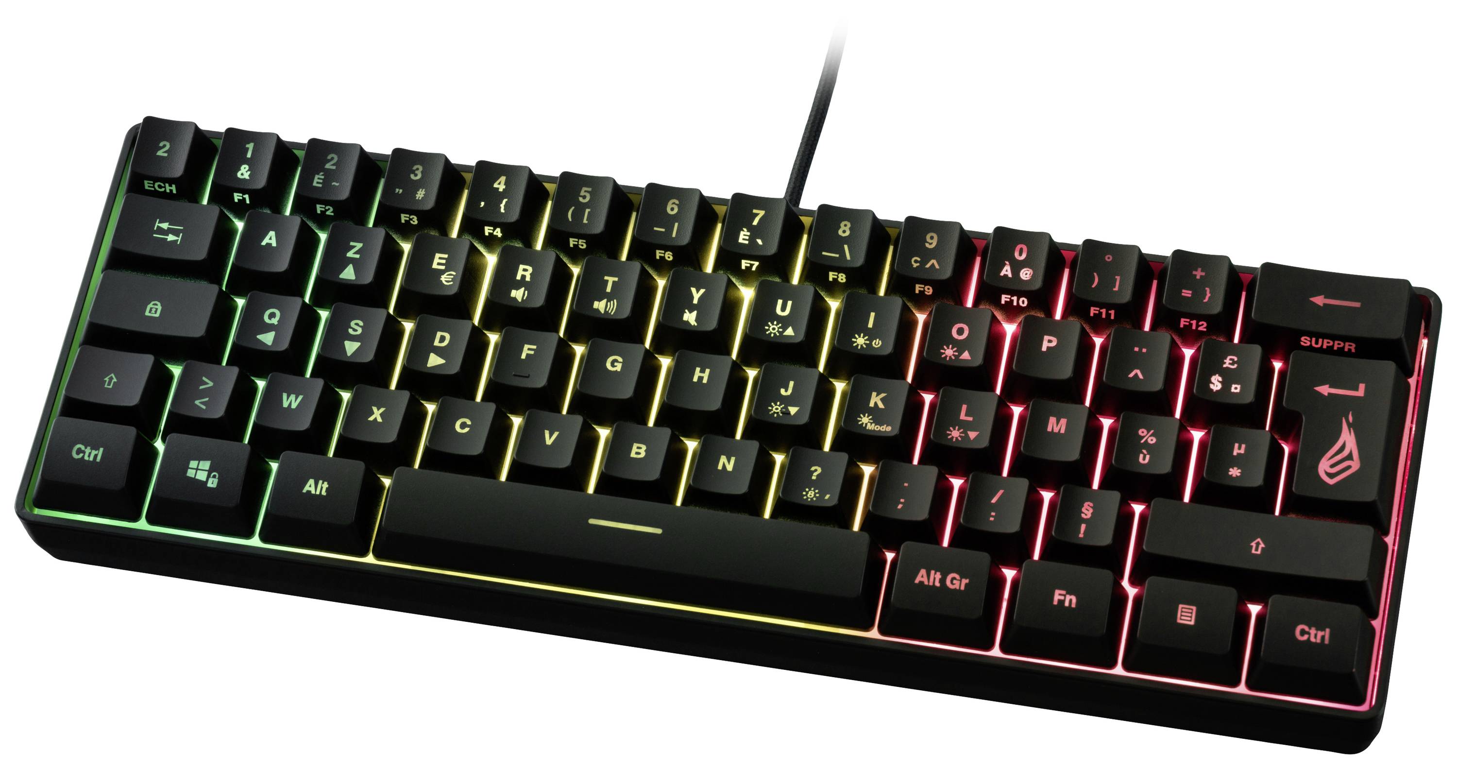 Surefire Gaming KingPin X1 filaire, USB Clavier de gaming français, AZERTY noir éclairé, touches multimédia