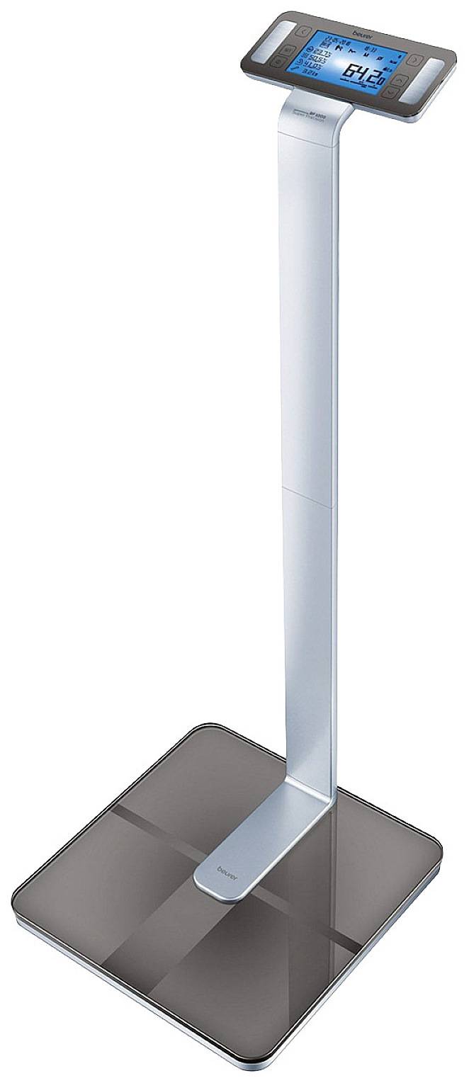 Balance électronique personnelle avec un affichage vertical indiquant le poids en kilogrammes.