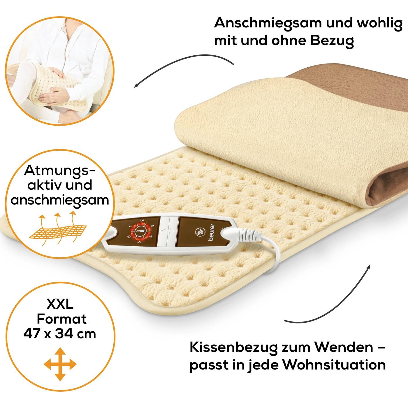 Beurer HK 115 Cosy Coussin chauffant 100 W marron