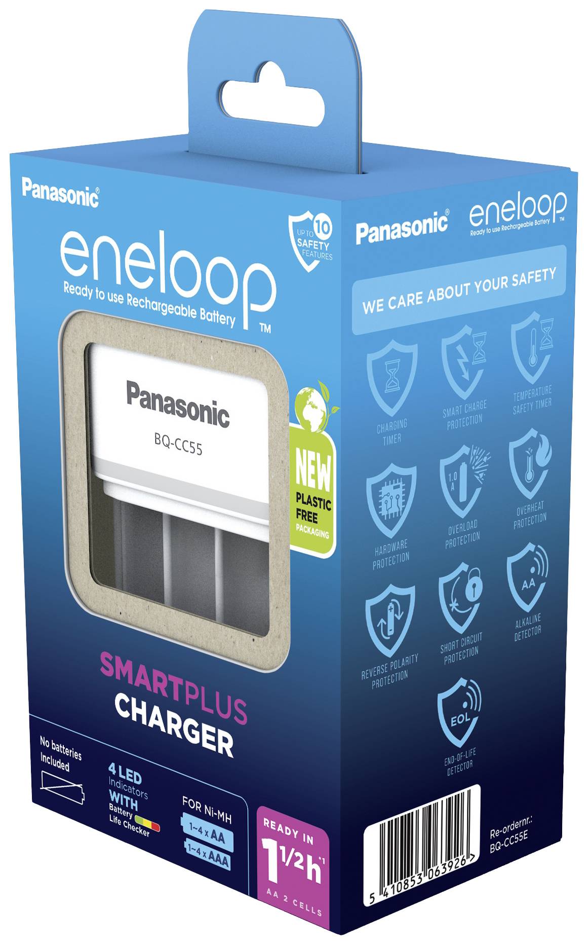 Chargeur de bloc de batterie NiMH non Panasonic Smart & Quick BQ-CC55