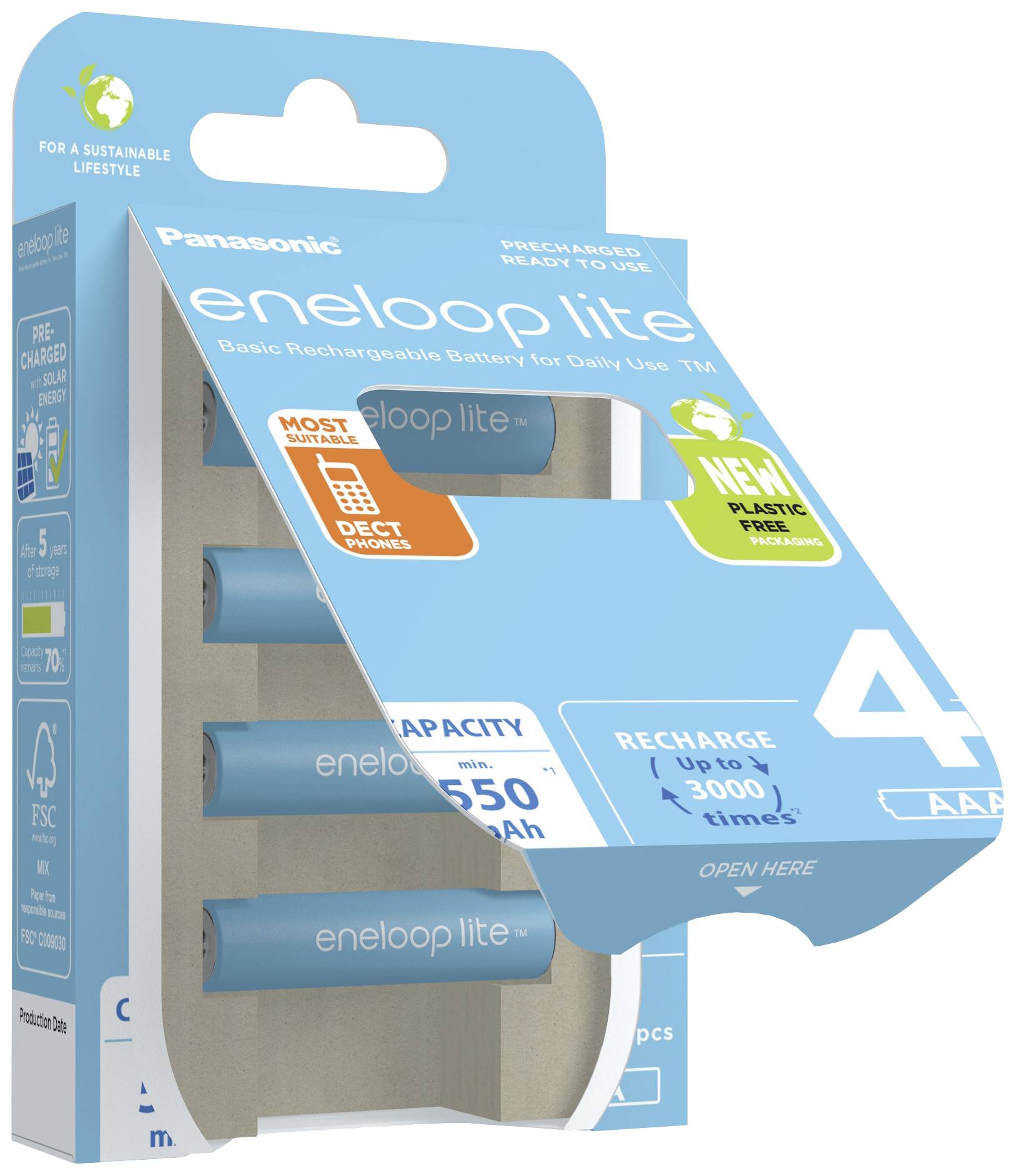 Eneloop lite HR03 Pile rechargeable LR3 (AAA) NiMH 550 mAh 1.2 V 4 pc(s)