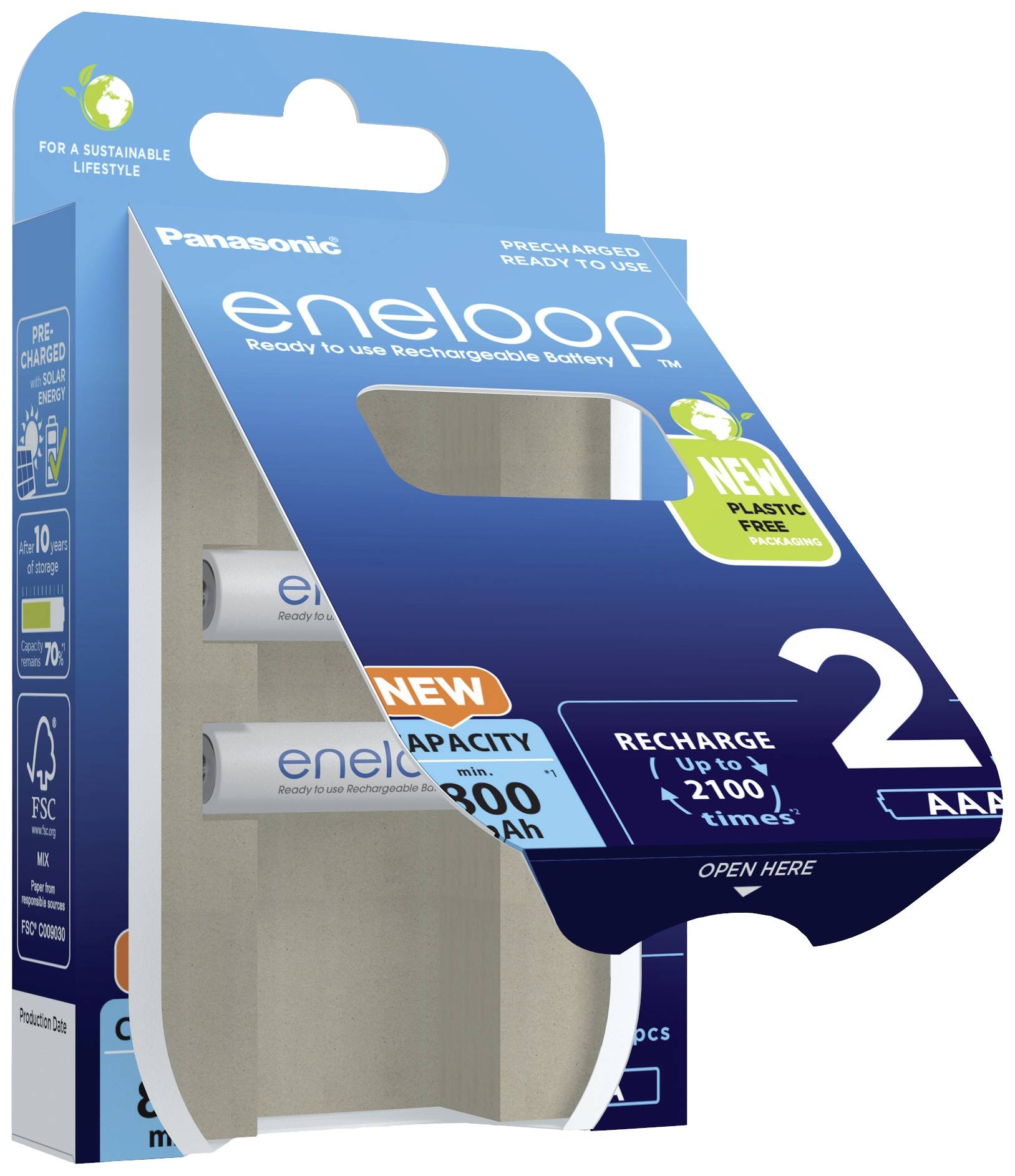 Eneloop HR03 Pile rechargeable LR3 (AAA) NiMH 800 mAh 1.2 V 2 pc(s)