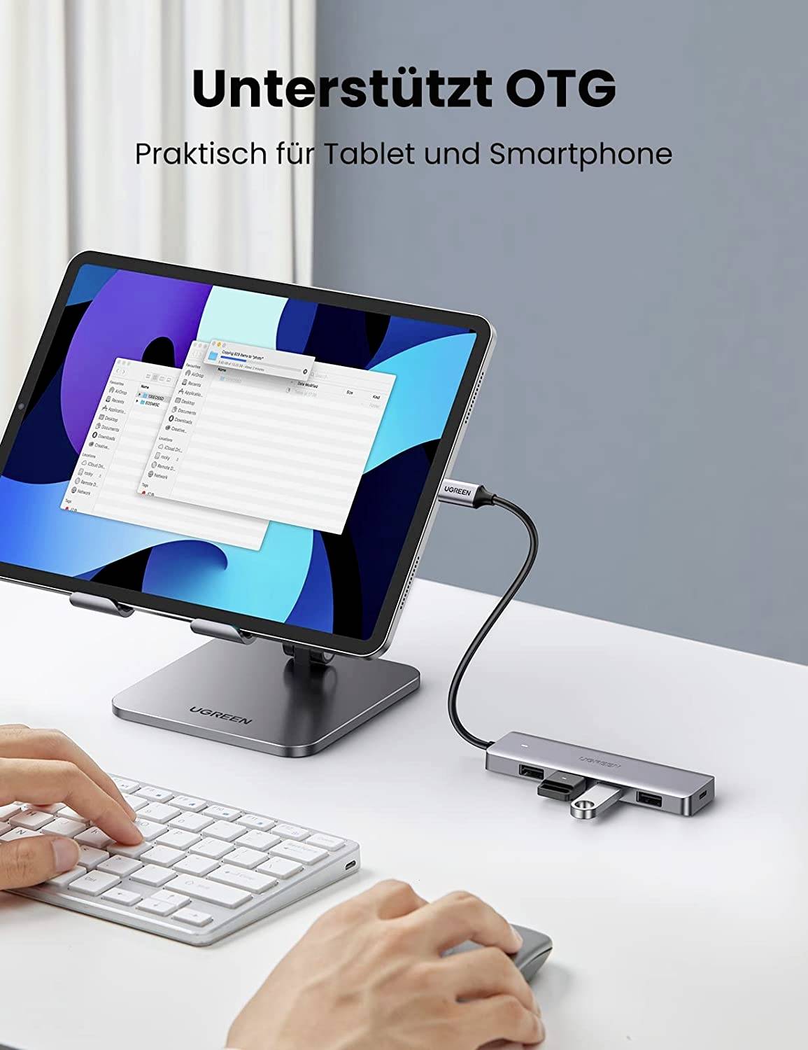 Hub USB 3.0 UGREEN USB-C-Hub 4 ports argent