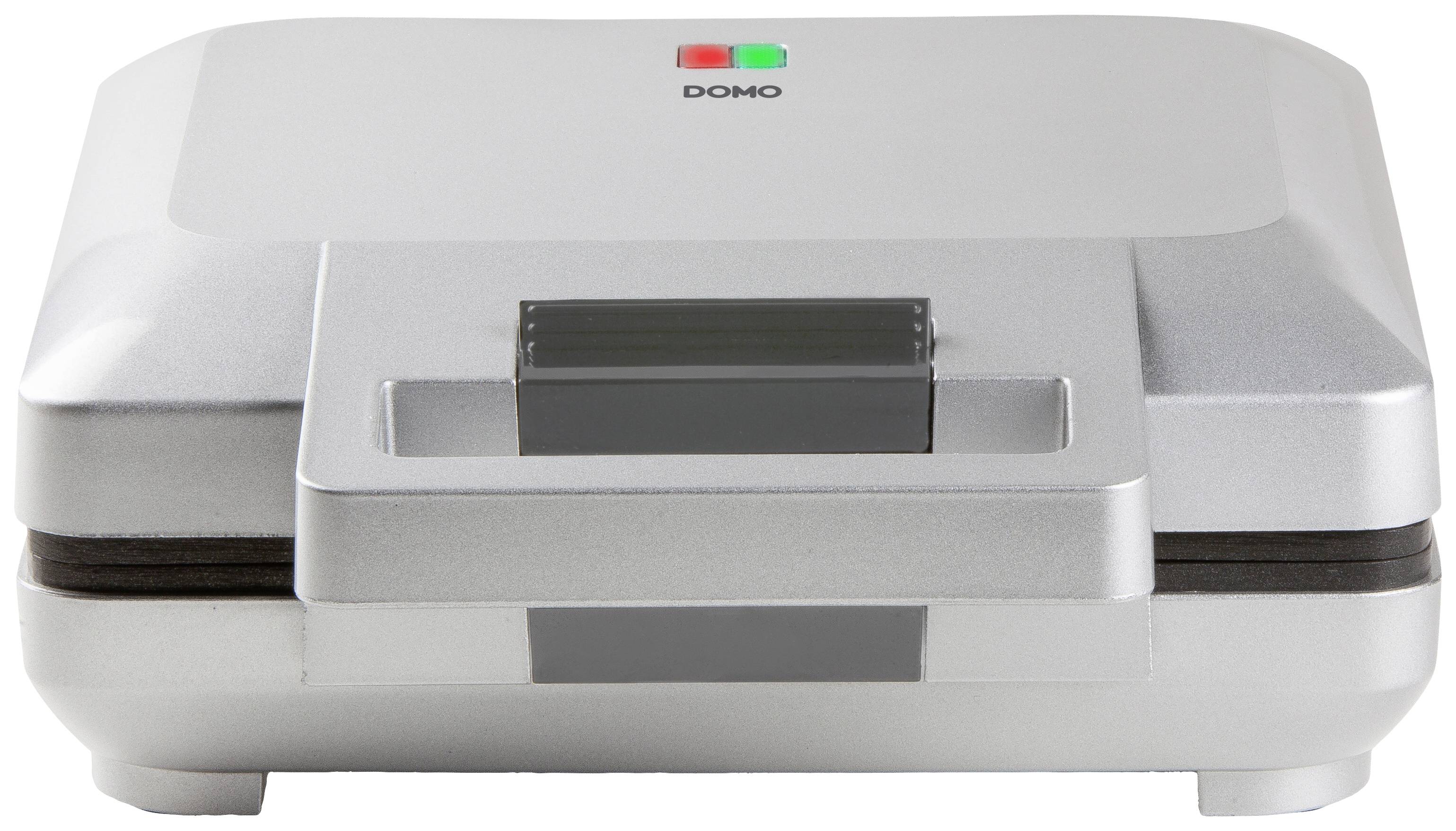 DOMO DO9250W Gaufrier revêtement anti-adhésif, voyant lumineux, rabattable argent
