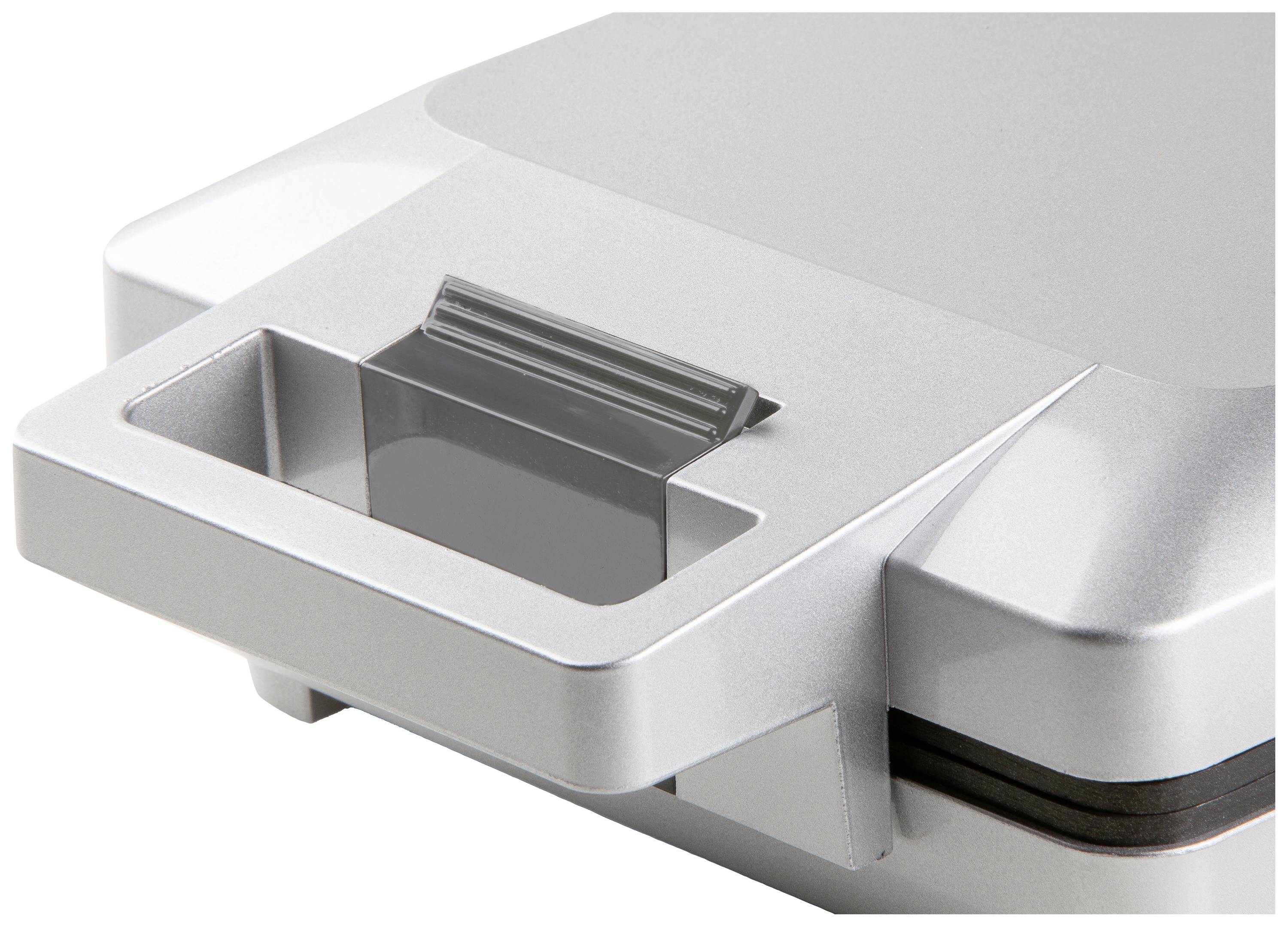 DOMO DO9250W Gaufrier revêtement anti-adhésif, voyant lumineux, rabattable argent