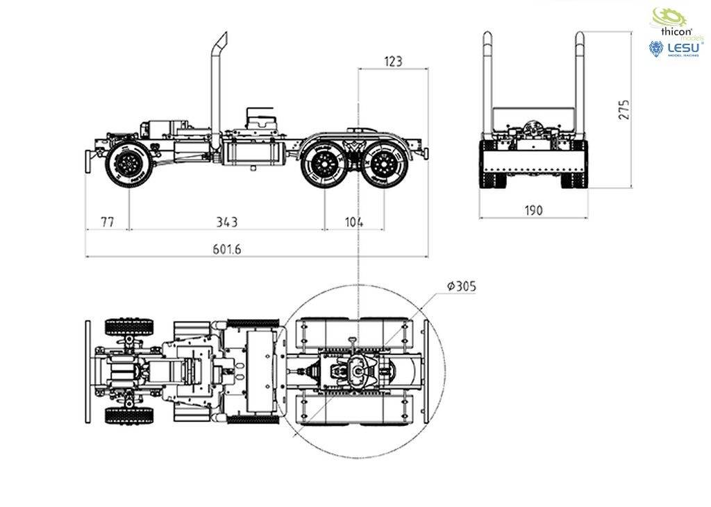 Thicon Models 55047 US 6x6 1:14 Châssis 1 pc(s)
