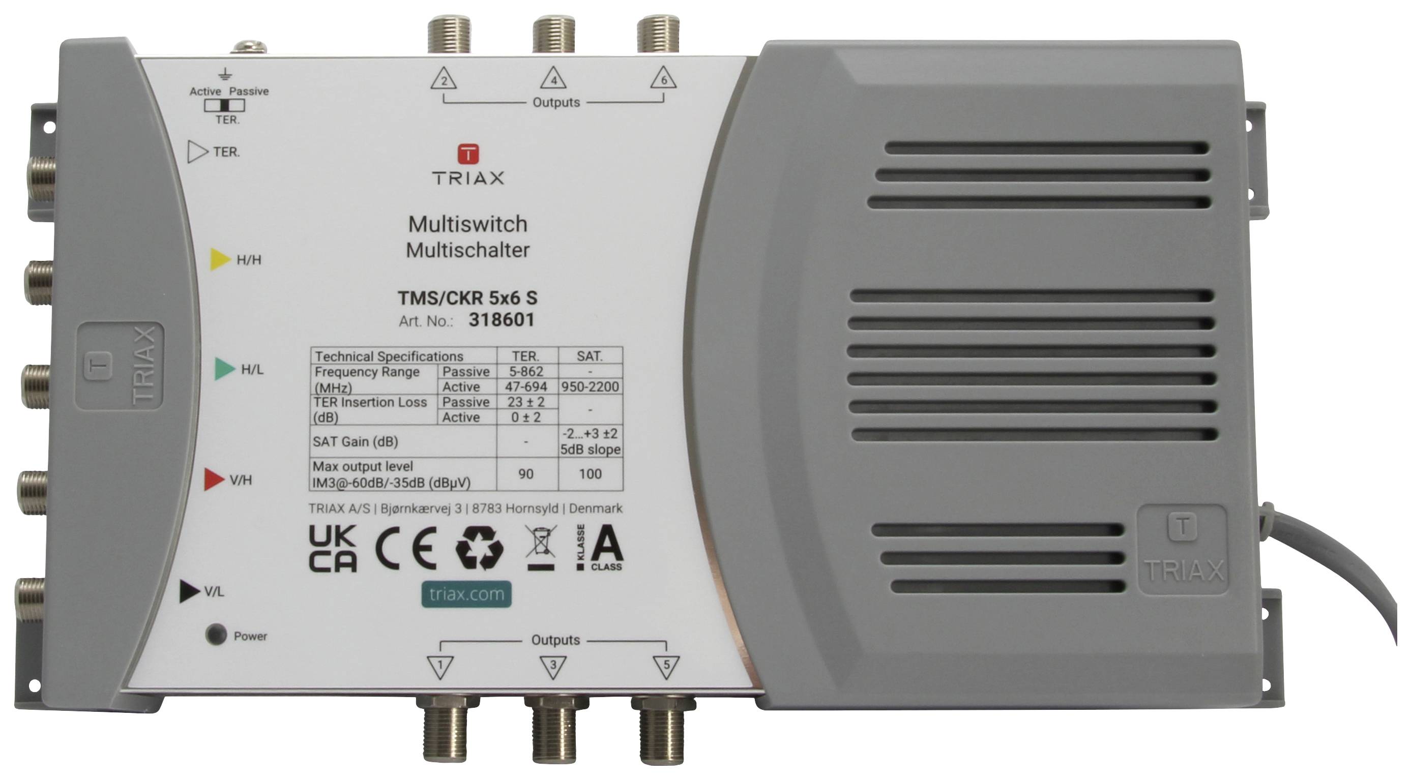 Triax TMS/CKR 5x6 S Commutateur multiple SAT Entrées (commutateur multiple): 5 (4 SAT/1 terrestre) Nombre d'abonnés: 6