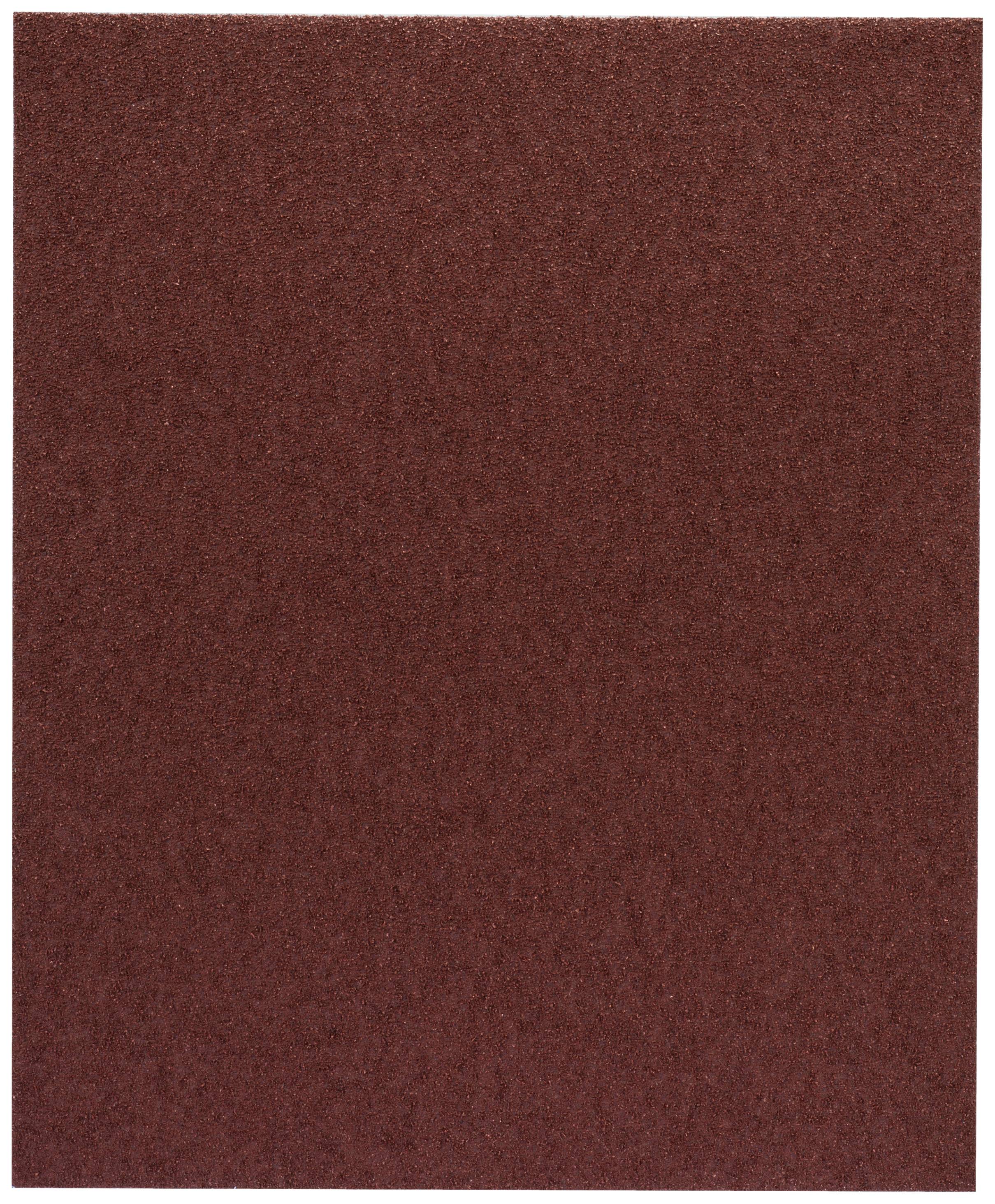Une feuille de papier de verre rectangulaire de couleur rouge foncé.