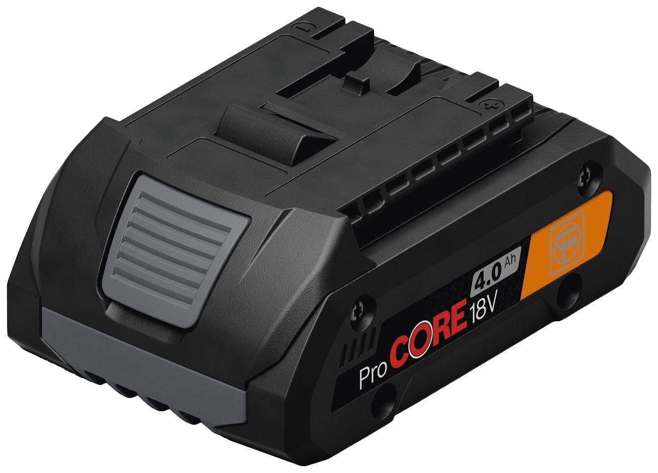 Batterie noire portant l'inscription 'ProCORE 18V 4.0 Ah'. Adaptée aux outils électriques nécessitant une haute performance.