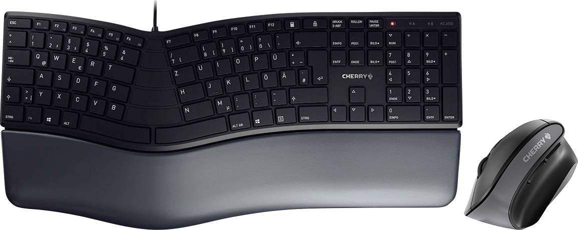 CHERRY KC 4500 + MW 4500 filaire Kit souris + clavier allemand, QWERTZ noir