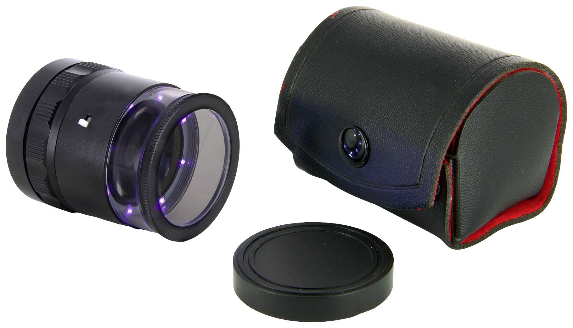 Ideal Tek LE.003UV.ITU 10X Lupe mit mm-Skala, 8 UV LED Loupe à main avec éclairage LED Grossissement: 10 x Lentille: (Ø) 30 mm