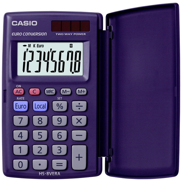 Casio HS-8VERA Calculatrice de poche bleu foncé Ecran: 8 solaire, à pile(s) (l x H x P) 62.5 x 10 x 104 mm Casio HS-8VERA Calculatrice de poche bleu foncé Ecran: 8 solaire, à pile(s) (l x H x P) 62.5 x 10 x 104 mm