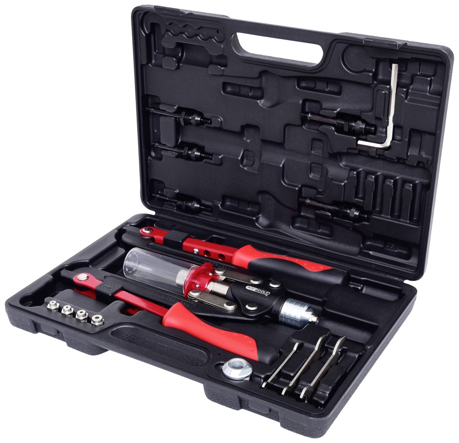 Boîte à outils contenant divers outils manuels, dont des clés à molette, des clés à douille, des clés Allen et une pince.