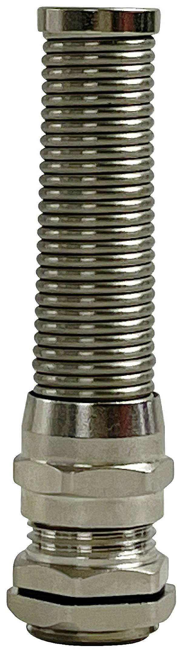 Raccord de câble métallique, forme cylindrique, couleur argent, design strié pour une meilleure prise en main et protection.
