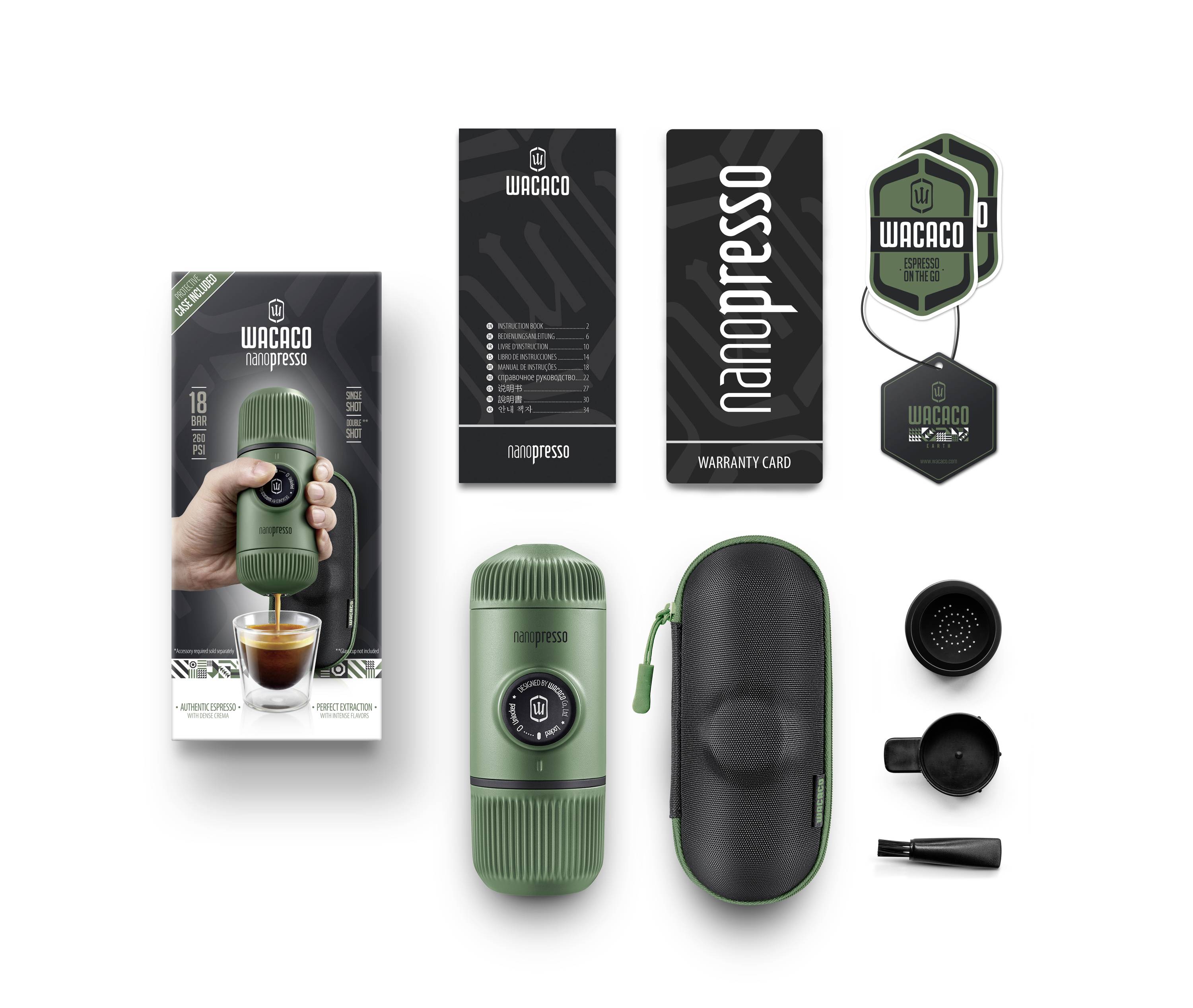 Wacaco WAC-Nano-Mg Machine à expresso vert mousse