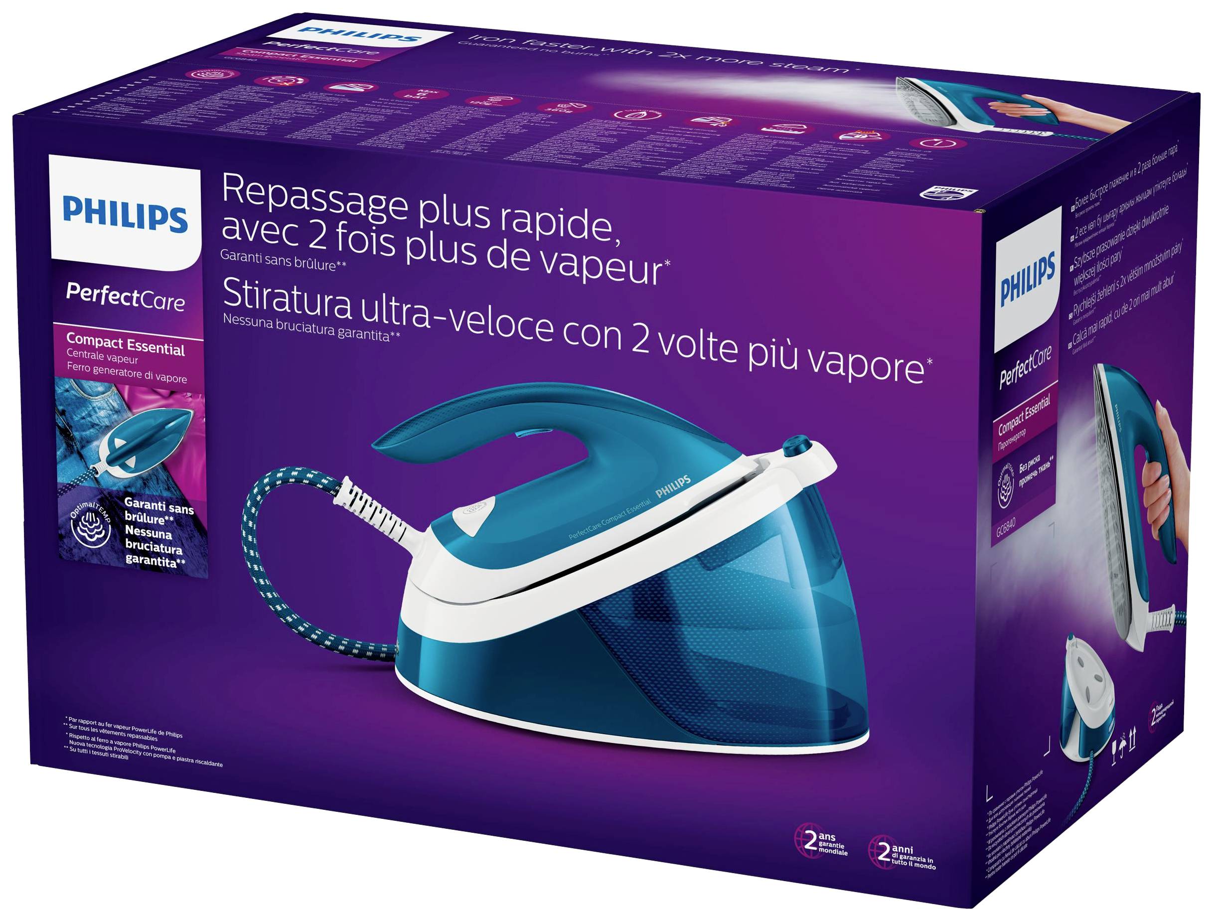 Philips Home PerfectCare Compact Essential GC6840/20 Centrale vapeur 2400 W bleu