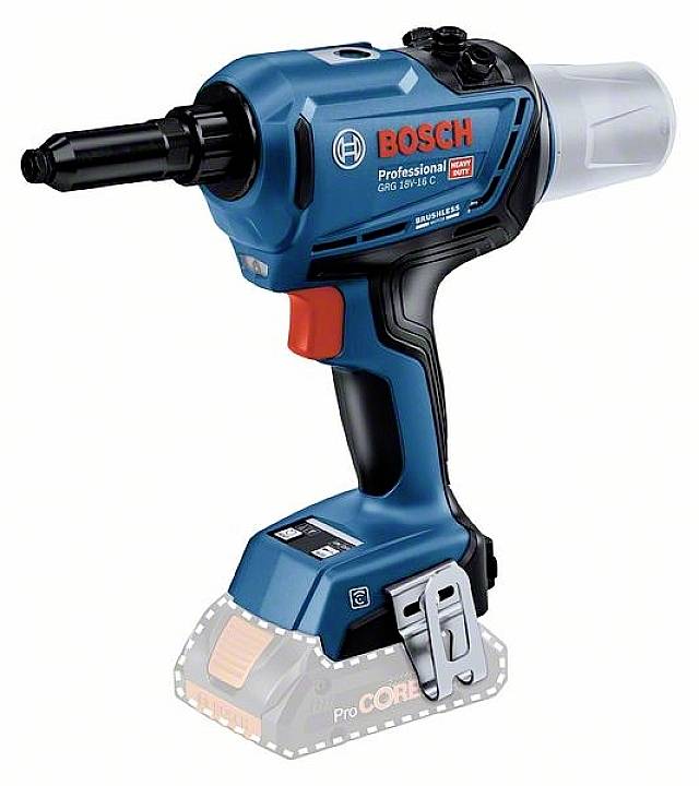 Coupe-boulons sans fil Bosch, modèle 'Professional GNA 18V-16', avec poignée ergonomique et emplacement pour batterie sur la face inférieure.