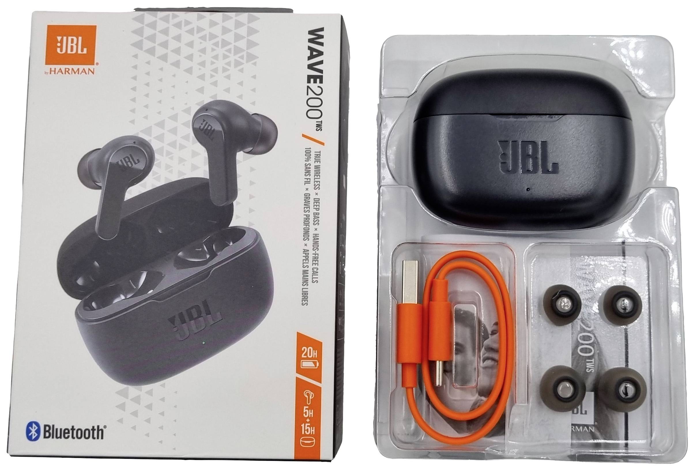 JBL Wave 200 TWS Oreillette Bluetooth Stereo noir téléphone portable
