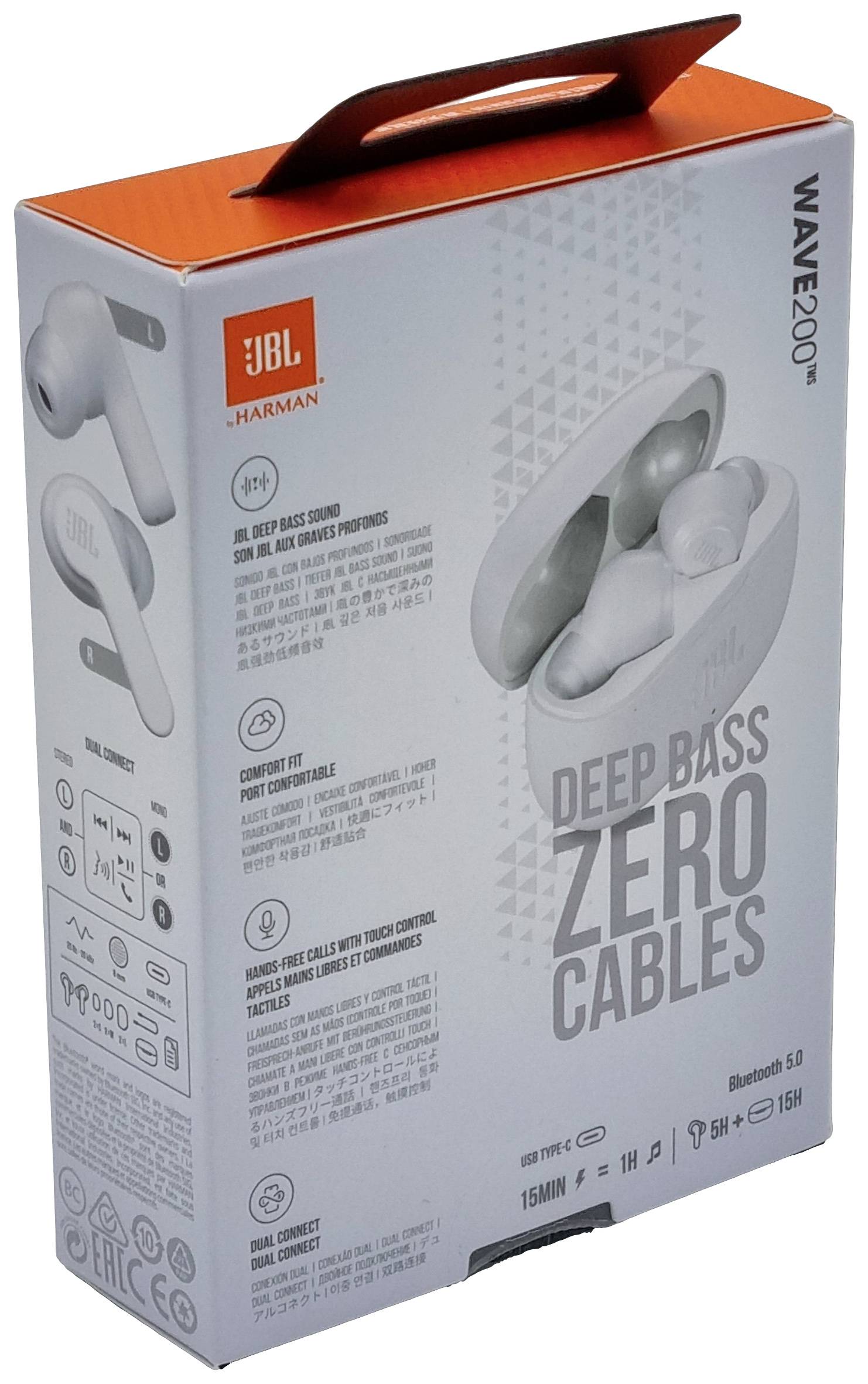 JBL Wave 200 TWS Oreillette Bluetooth Stereo blanc téléphone portable