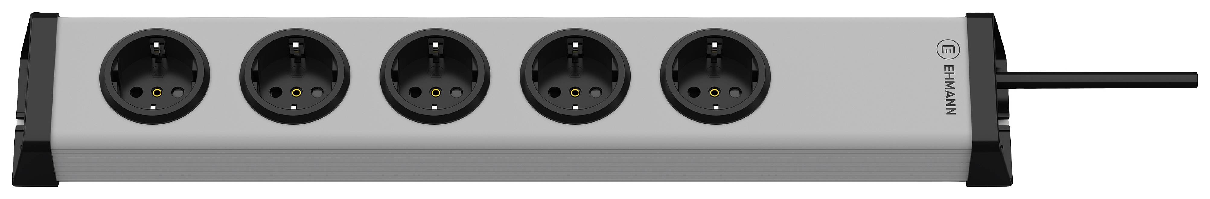 Bloc multiprise avec interrupteur Ehmann 0200x00052301 argent, noir contact de protection 1 pc(s)