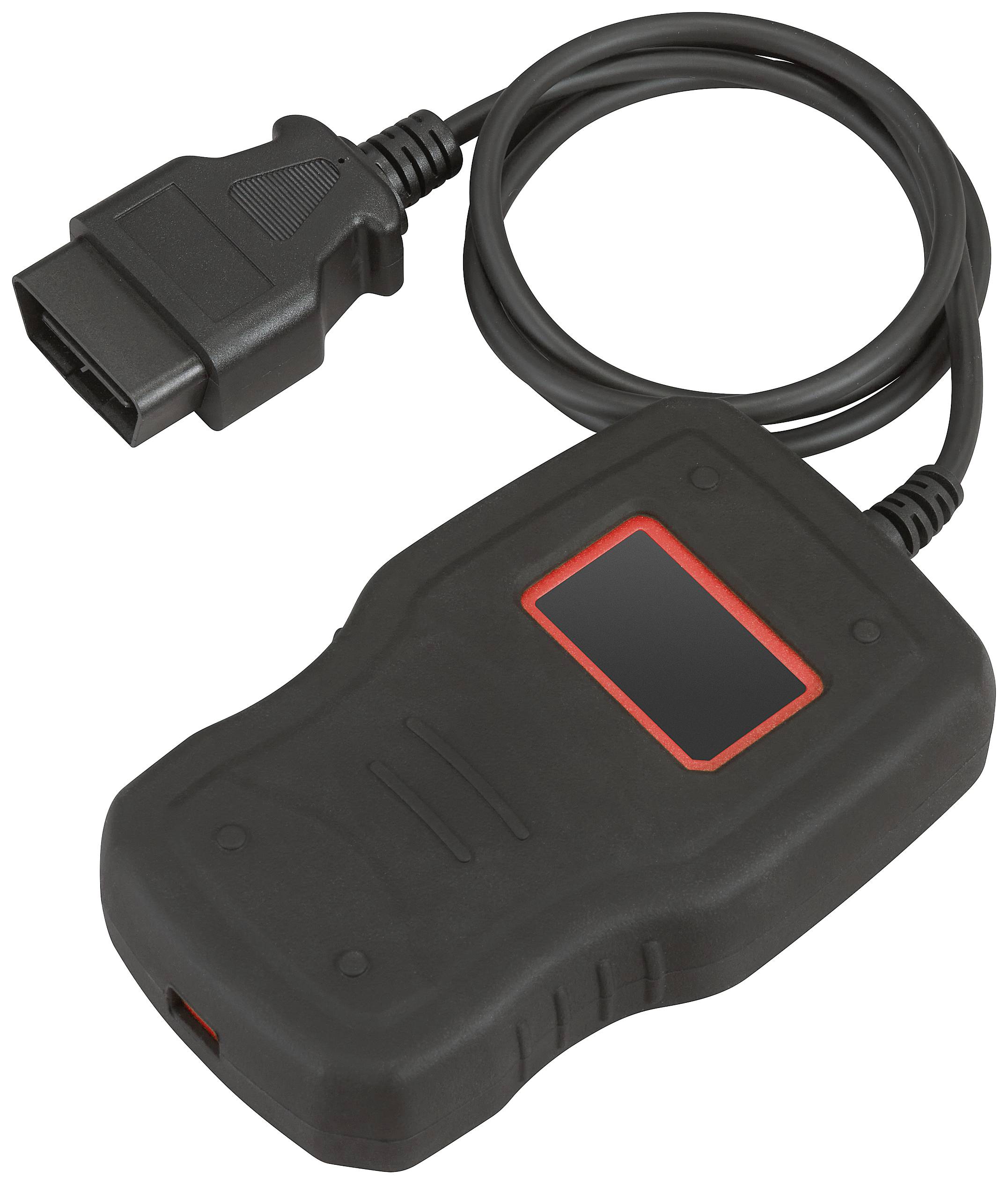 Outil de diagnostic OBD2 noir avec écran et câble pour le diagnostic automobile.