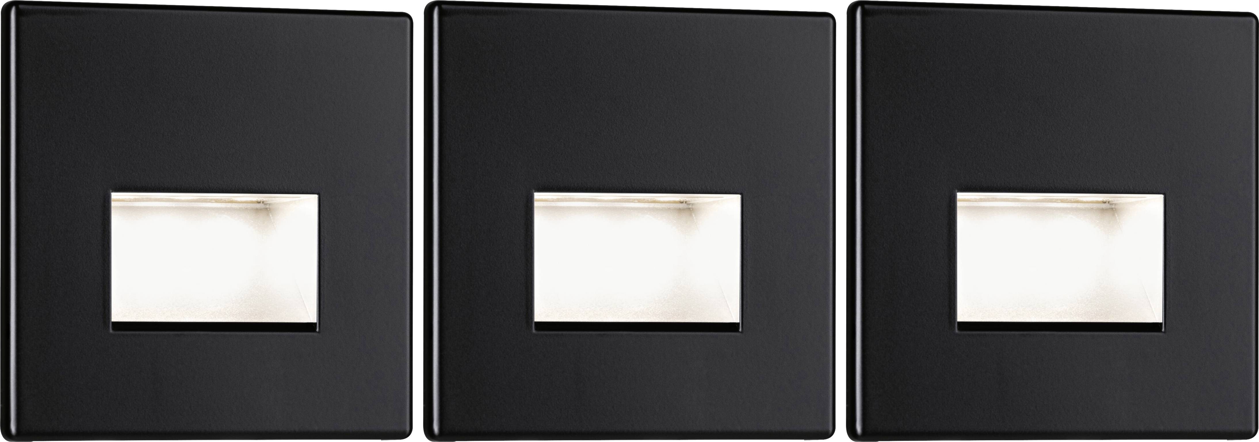 Paulmann 4064161230580 Edge Quadro eckig Applique à LED encastrable jeu de 3 LED noir