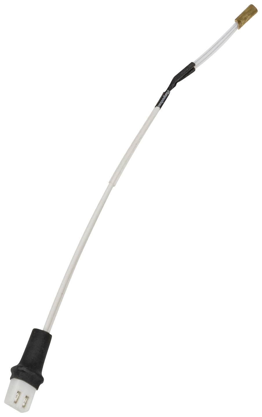 Un câble blanc avec un petit connecteur noir et un capteur doré à l'autre extrémité.