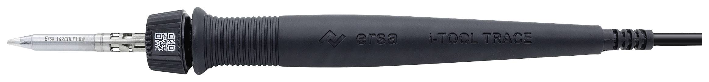 Fer à souder à poignée noire et fine pointe métallique, utilisé pour souder des composants électroniques.