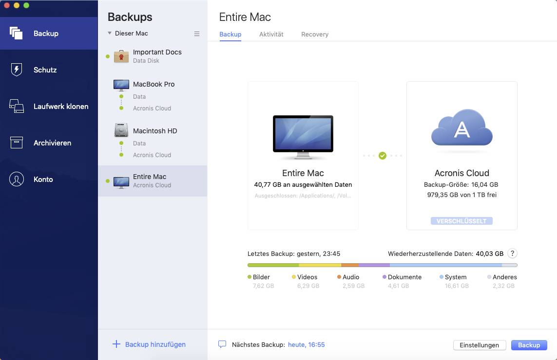 Acronis Cyber Protect Home Office Advanced EU licence annuelle, 1 licence Windows, Mac, iOS, Android Logiciel de sécurité