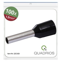 Quadrios 22C428 Embout simple d'extrémité de câble 1.5 mm² partiellement isolé noir 1 set Quadrios 22C428 Embout simple d'extrémité de câble 1.5 mm² partiellement isolé noir 1 set