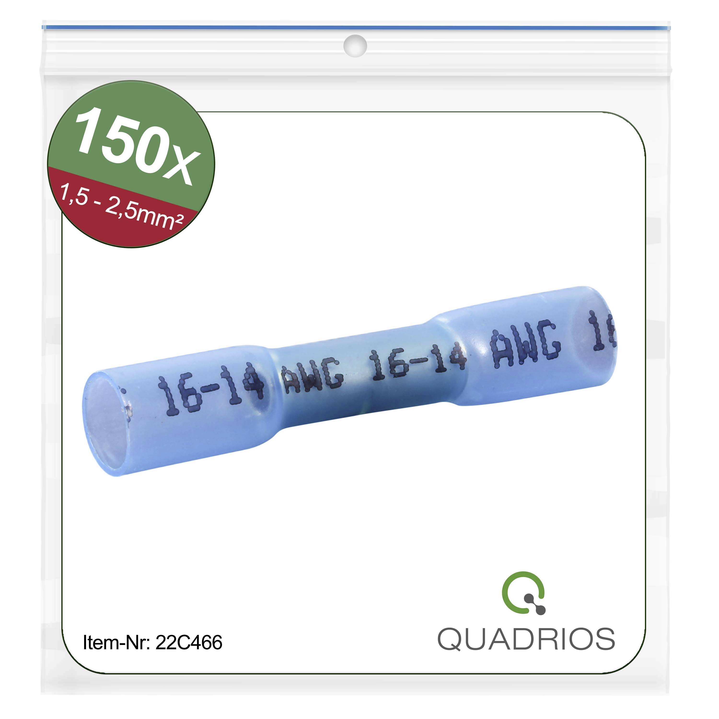 Quadrios 22C466 Prolongateur avec gaine thermorétractable 1.5 mm² 2.5 mm² entièrement isolé bleu 1 set