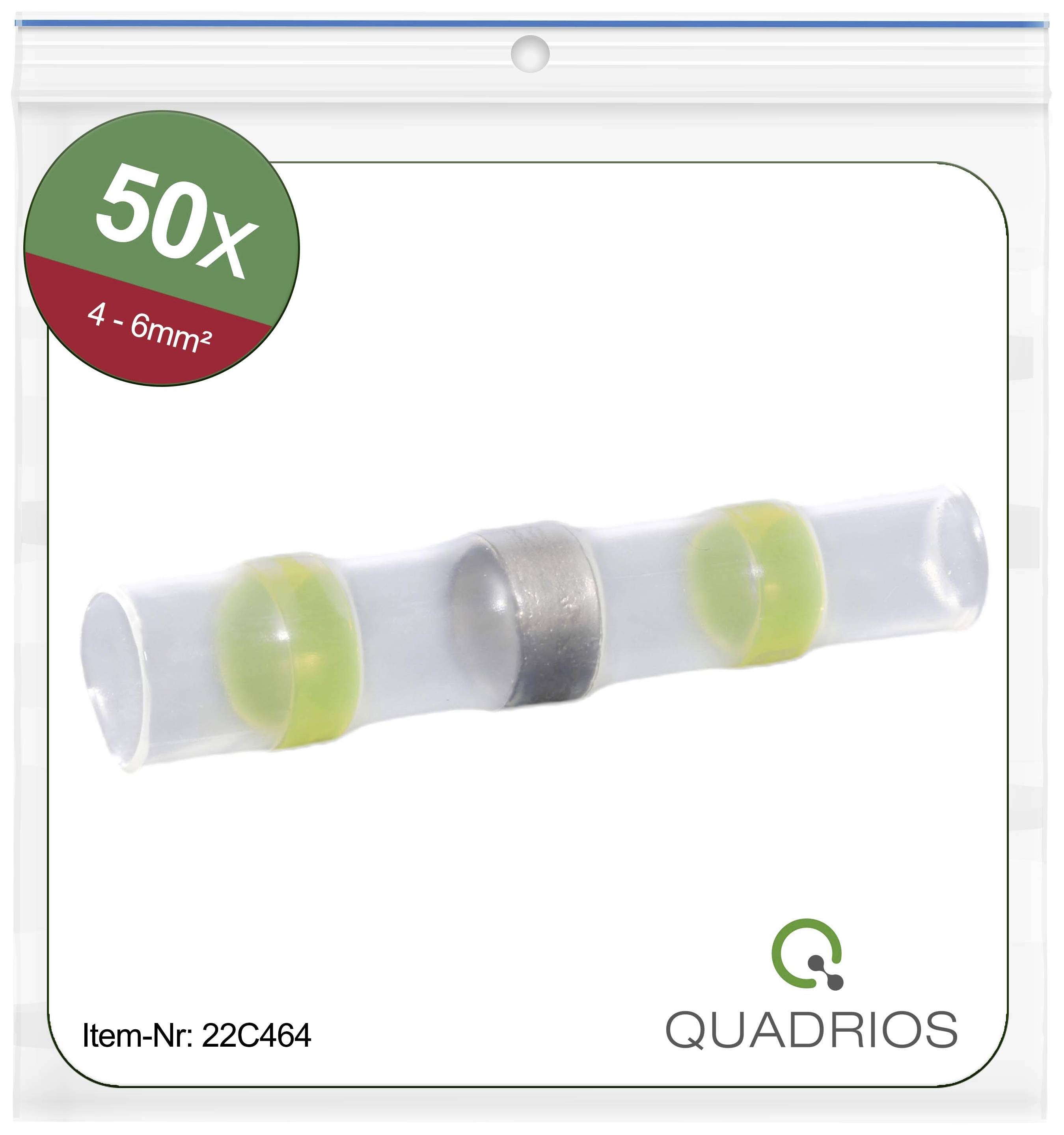 Quadrios 22C464 Prolongateur avec gaine thermorétractable 4.0 mm² 6.0 mm² entièrement isolé jaune 1 set