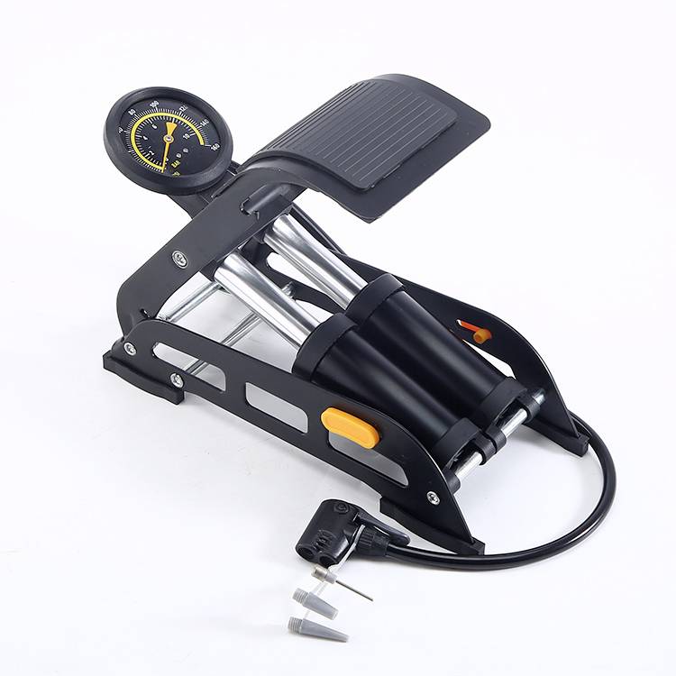 IWH 019701 Pompe à pied 10 bar manomètre analogique, 2 cylindres