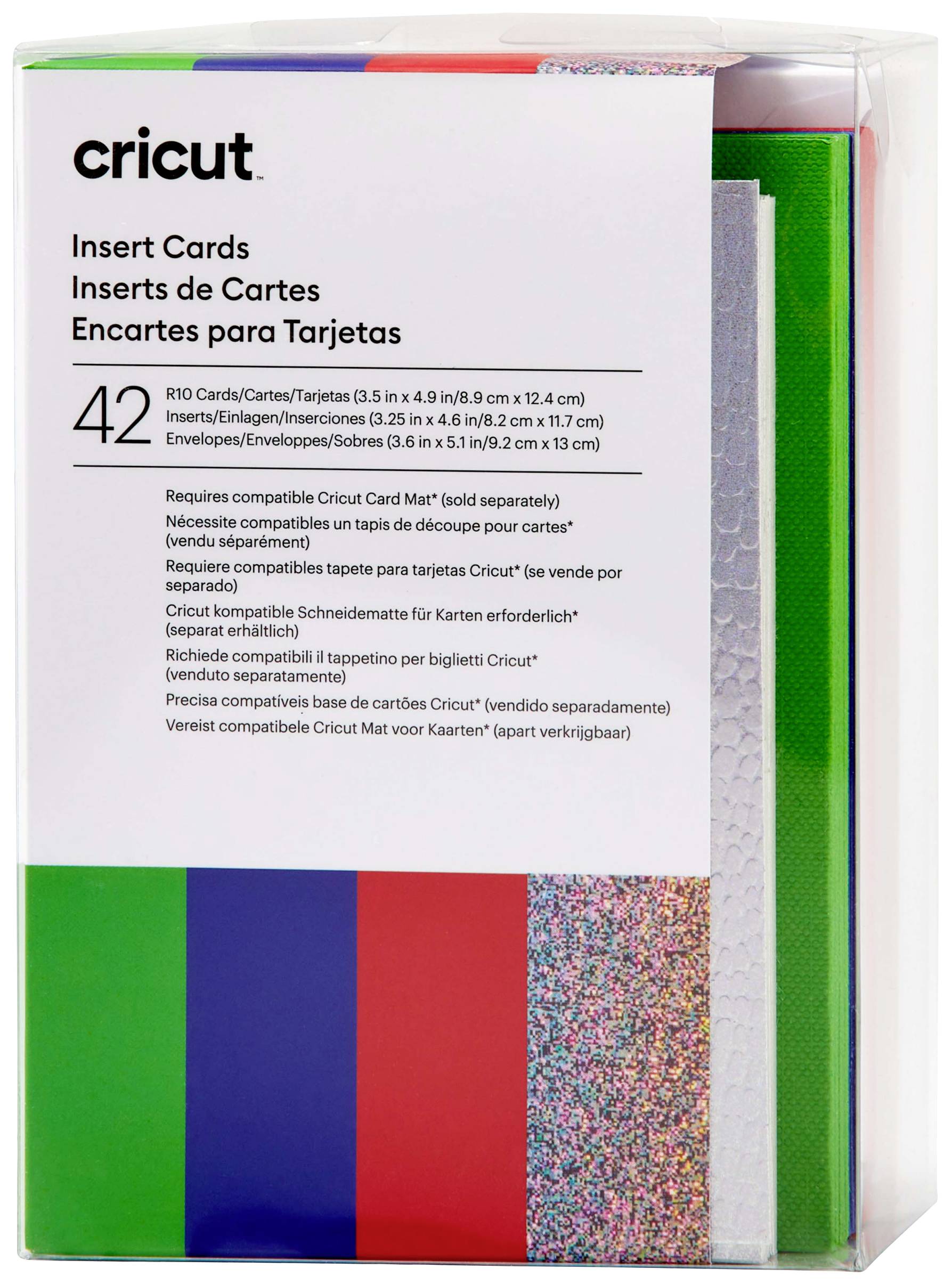 Cricut Insert Cards Rainbow R10 Set de cartes rouge, bleu, vert