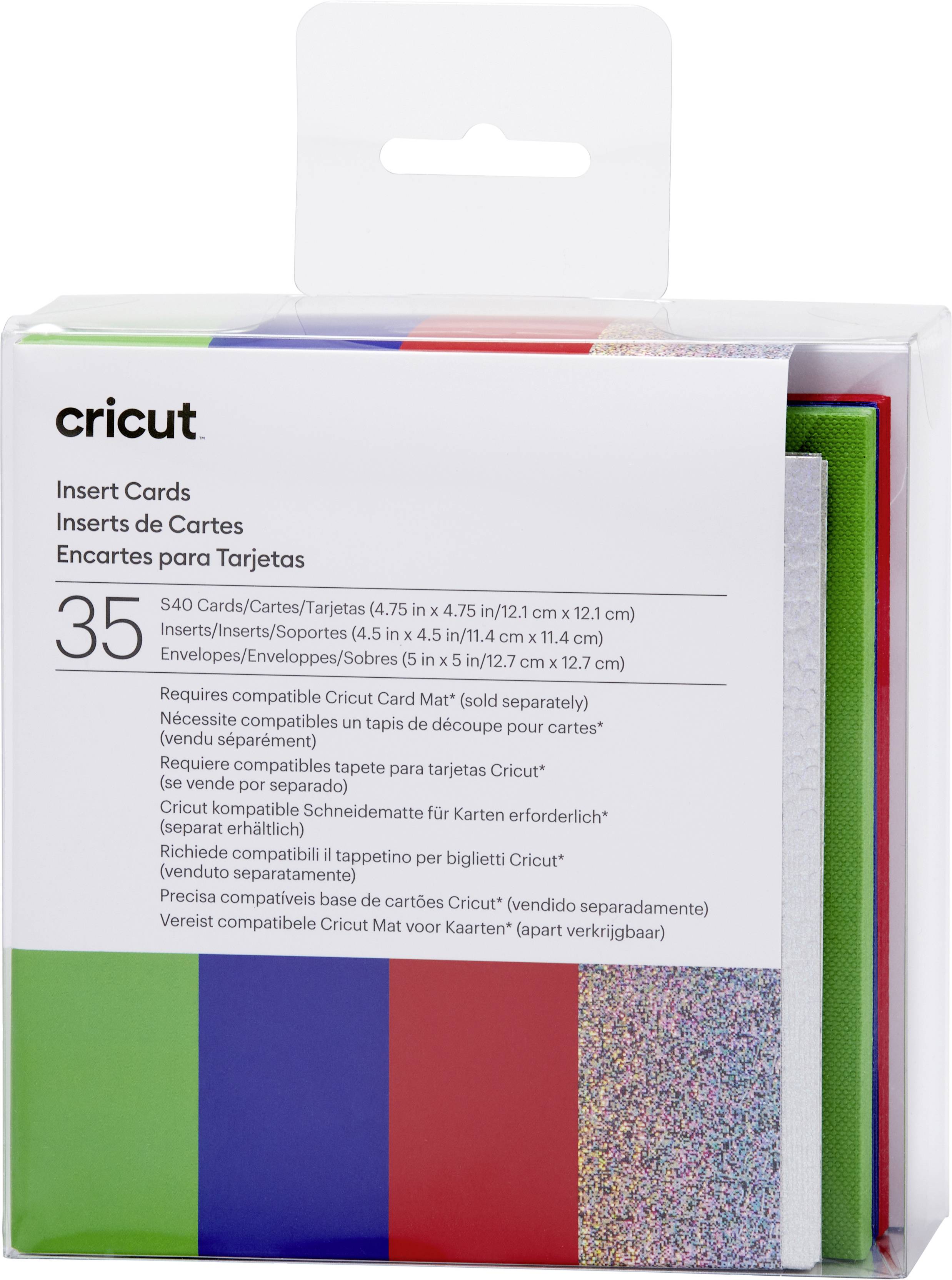 Cricut Insert Cards Rainbow S40 Set de cartes rouge, bleu, vert